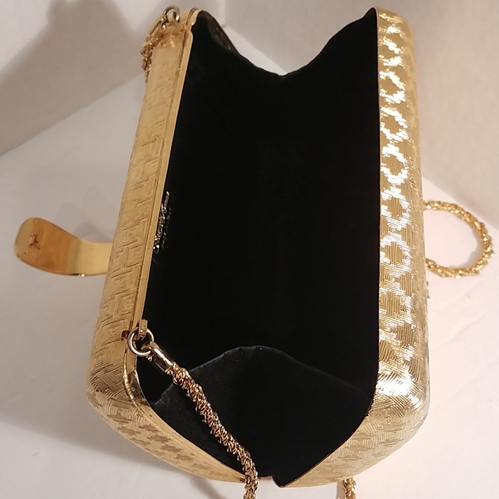 Saks Fifth Ave. Gold Metal Purse Made in Italy - Picture 6 of 8